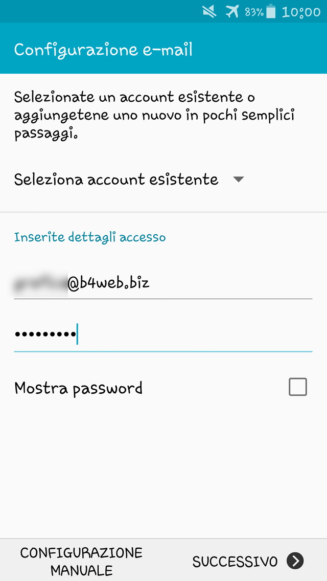 configurazione email